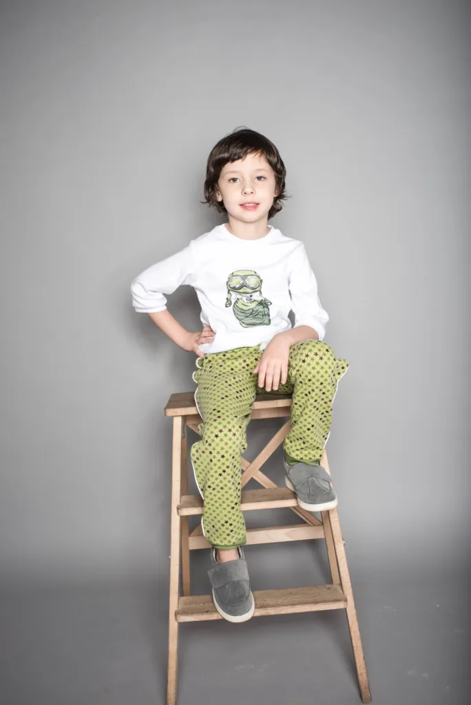 Boy in a graphic tee