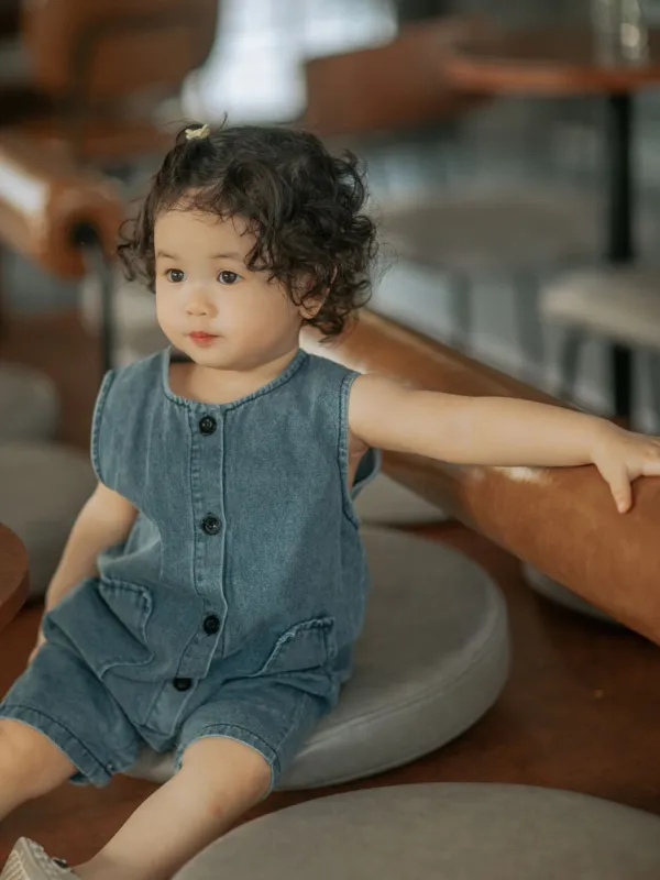 Denim Button Romper