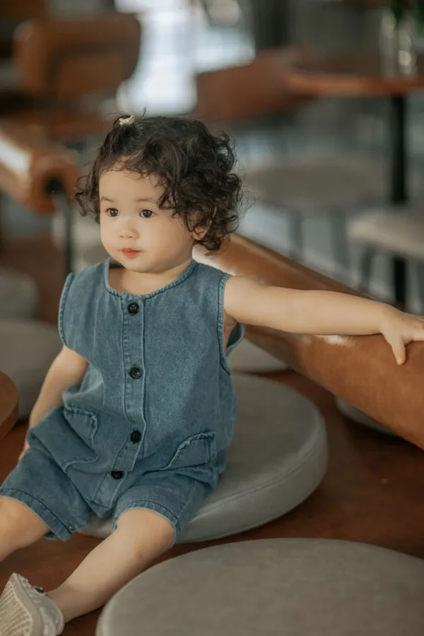 Denim Button Romper